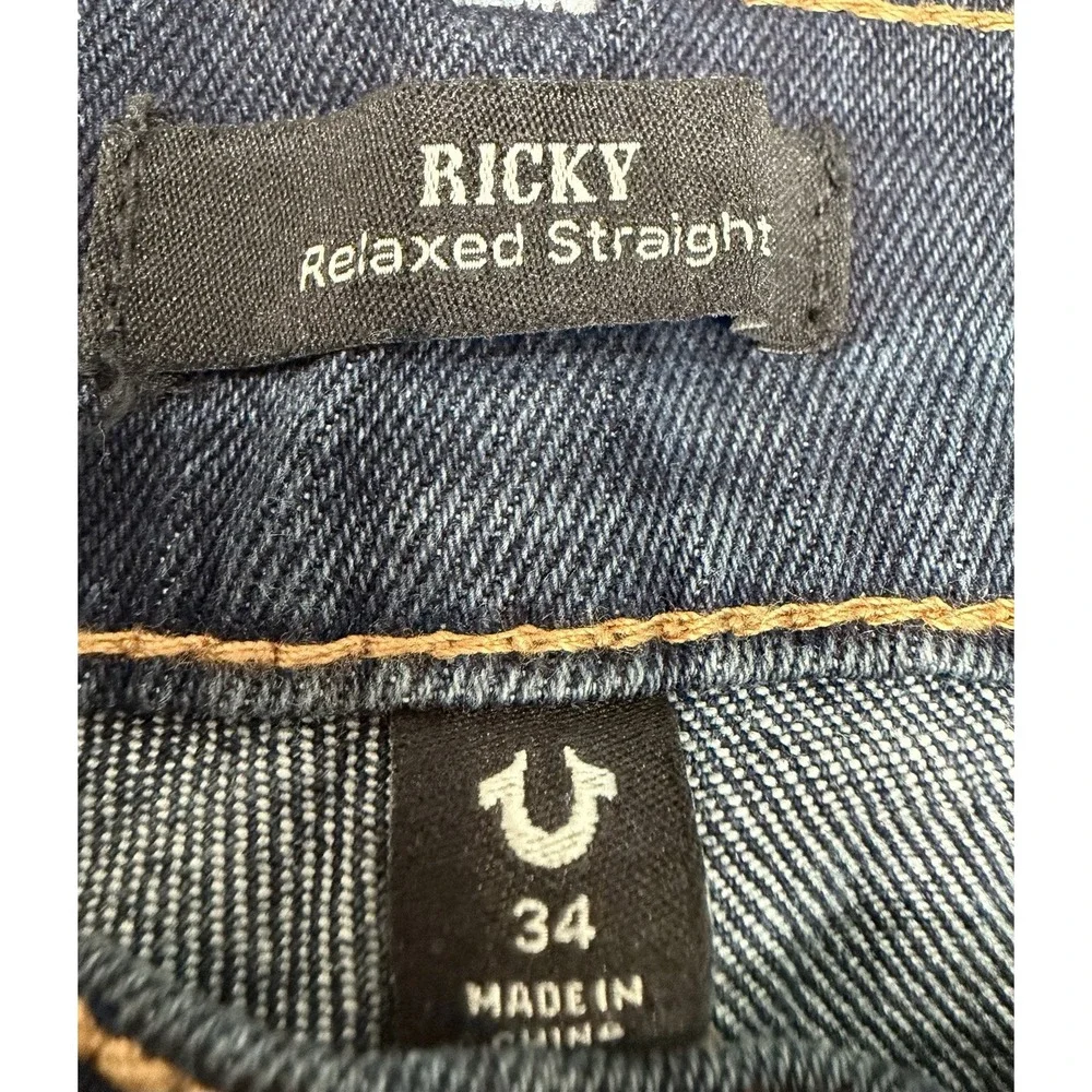 True Religion Mens Ricky Big T Flap Straight Dark Sultry Wash Size 34X30 NWT